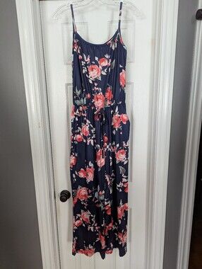 Navy Floral Spaghetti-Strap Romper